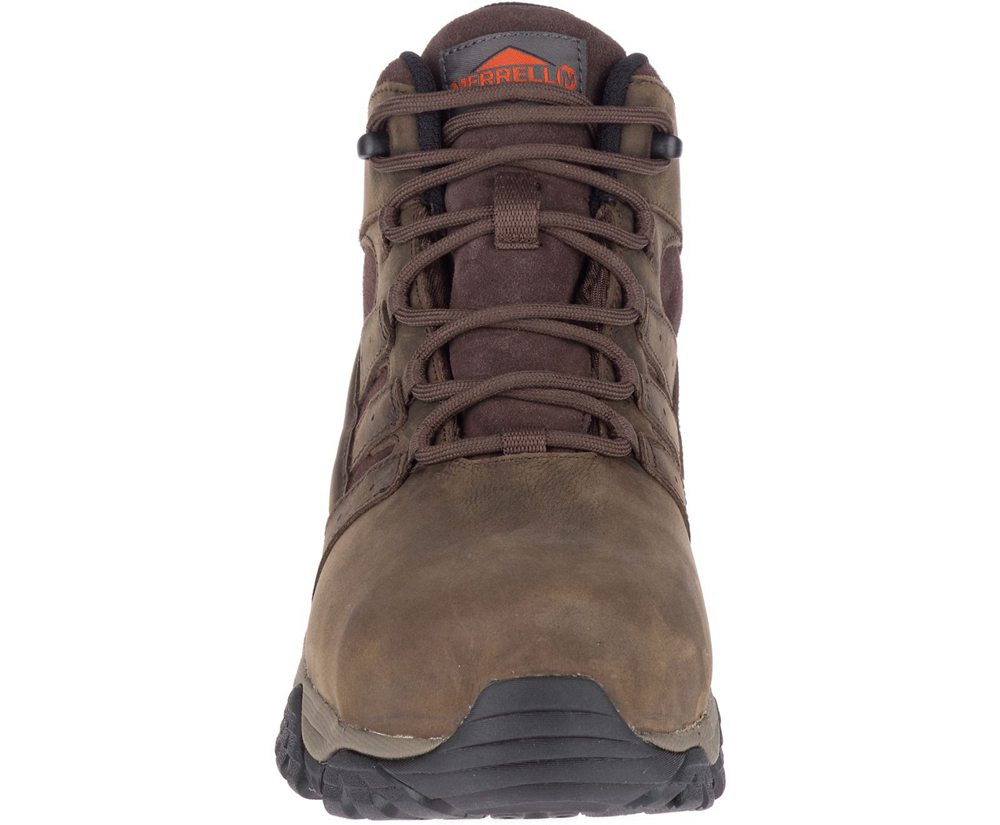 Botas Homem - Merrell Moab Vertex Mid Couro Waterproof Comp Toe Wide Width - Marrom - KMC395128